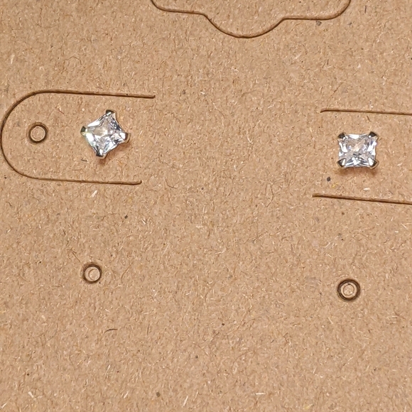 Square Cubic Zirconia Earrings - Picture 2 of 3